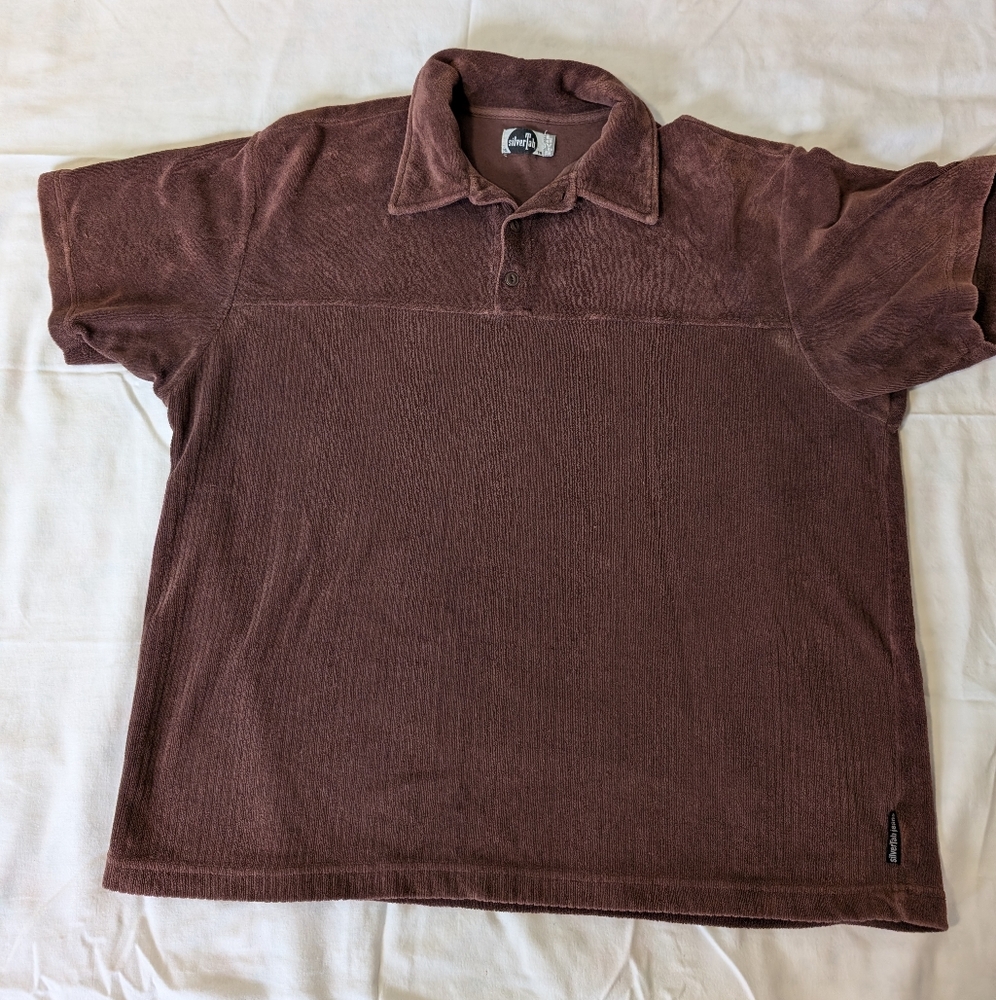 VINTAGE LEVIS SILVER TAB BROWN TERRY CLOTH S/S MENS SHIRT